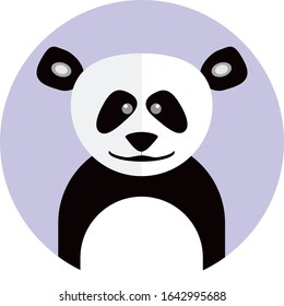 panda animal icon in round button