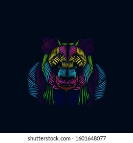 The Panda animal line pop art portrait colorful logo design