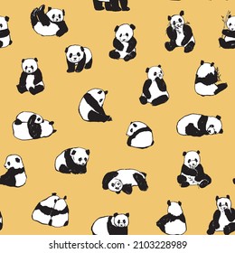 Panda animal vector seamless pattern