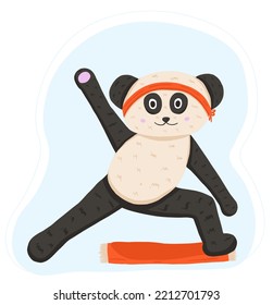 Panda animal in yoga pose in cartoon style. Vector kids illustration