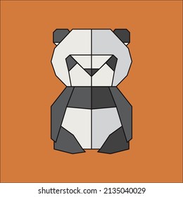 Animales panda diseño plano de origami. conjunto de ilustraciones. Caricatura de la colección de papel plegable. Ilustración vectorial.