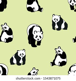 Panda animals vector seamless pattern . Concept for print, web design, cards, textile
