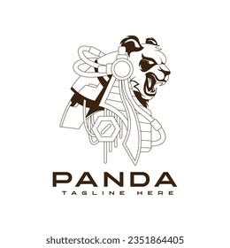 panda anubis character logo template illustration.