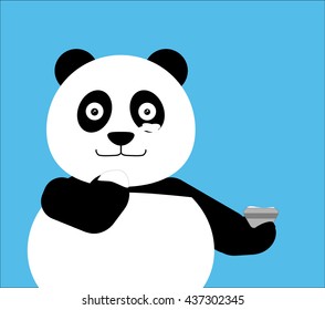 Panda applying cream to face , spa treatment. Vector illustration. EPS10