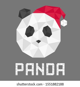 Panda art in trendy polygonal style. Christmas decoration. Vector illustration.