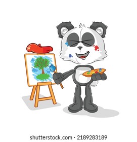 the panda artist mascot. cartoon vector