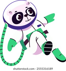 Panda Astronaut In Cosmos Vector Illustration