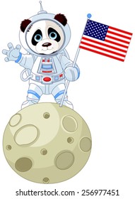 Panda Astronaut auf dem Mond 