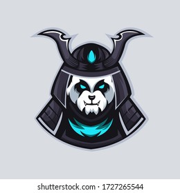 Panda-Logo-Konzept für sportliche Clubvektoren isoliert auf grauem Hintergrund für Abzeichen, Emblem und T-Shirt-Druck. Modernes Sport-Team Maskottchen Design.