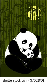 panda with baby