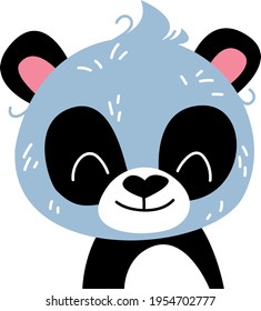 Panda baby emoticon icon and symbol vector illustration. Childish style isolated on white background. Print for the kid s room. Baby animal zoo cartoon