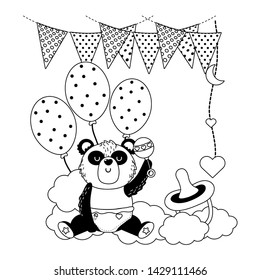 Panda and baby shower symbol design