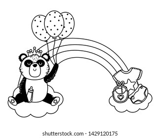 Panda and baby shower symbol design