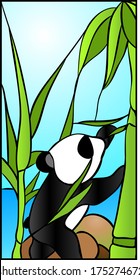 Panda  baby / stained glass window