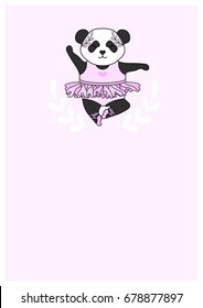 Panda ballerina. Invitation, post card