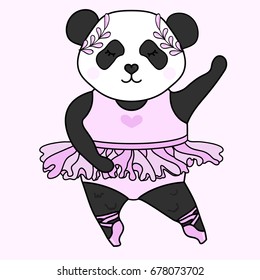 Panda ballerina. Vector illustration. 