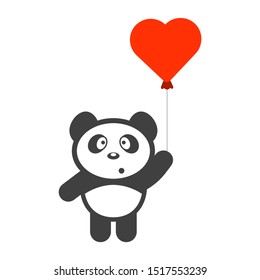 Panda with a balloon. Vector on a white background.