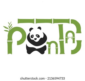 Panda-Bambo-Schriftart, grün-schwarz-Farbkombination 