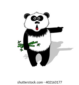 Panda with a bamboo branch in his paw.