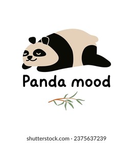tarjeta panda y bambú, afiche, impresión. Ilustración plana vectorial de dibujos animados