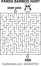 Panda bamboo hunt maze game for kids fun activity