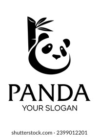  panda bamboo idea vector logo design