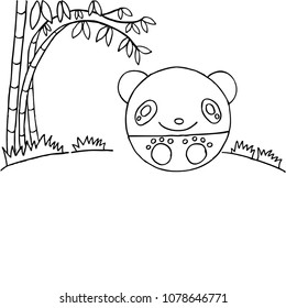 Panda bamboo jungle. Coloring page.