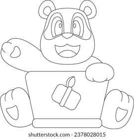 Panda Bamboo Laptop Animal Vector Gráfico Ilustración
