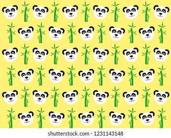 Panda and bamboo leaves cartoon