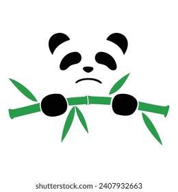 panda and bamboo logo design. Asia animal sign and symbol.