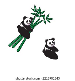 Panda And Bamboo Mascot Logo Design Concept