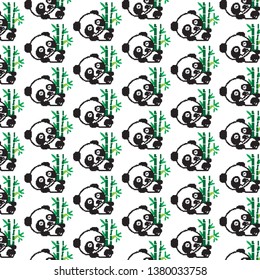 Panda and bamboo pixel pattern