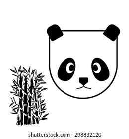Panda with bamboo plant flat pattern vector 