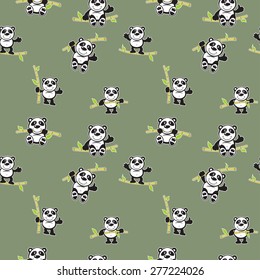 Panda with bamboo seamless pattern