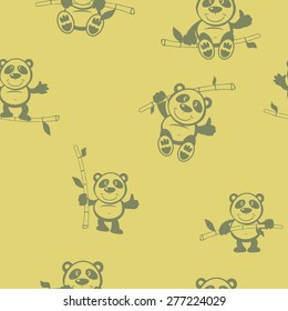 Panda with bamboo seamless pattern