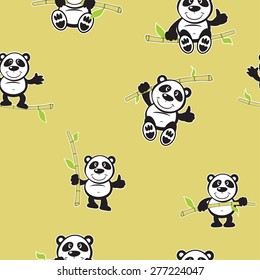 Panda with bamboo seamless pattern