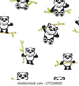 Panda with bamboo seamless pattern