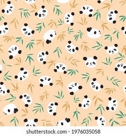 Panda Bamboo Seamless Pattern. Vector illustration. Great for birthday, party, gift wrapping, wallpaper, textile and scrapbook 