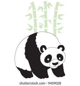 Panda and bamboo silhouettes.