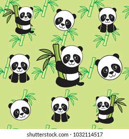 panda with bamboo tree seamless pattern