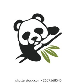 Logotipo moderno abstracto del Vector de bambú de Panda