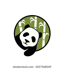 Logotipo moderno abstracto del Vector de bambú de Panda