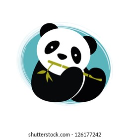 Panda with bamboo. Vector illustration.