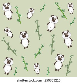 Panda and bamboo vector illustration.