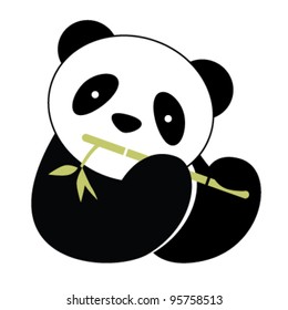 Panda with bamboo. Vector illustration.