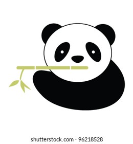 Panda with bamboo. Vector illustration.