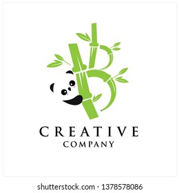 panda bamboo vector, logo design inspiration