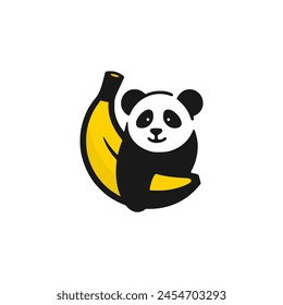 panda banana logo vector illustration template design