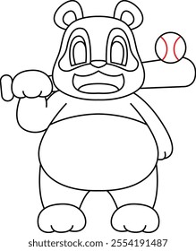 Panda Baseball Baseball bat Animal Vector Graphic Art Illustration