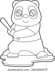 Panda Baseball Beisebol bat Animal Vetor Graphic Art Illustration